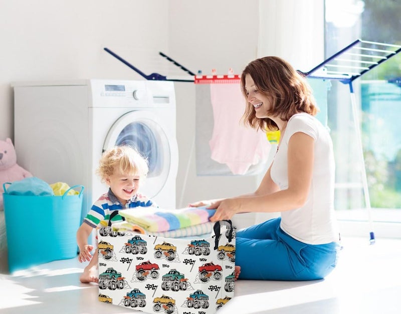 ESSME Rectangular Monster Truck Baskets Boys Basket,Kids Storage Bins with Handles for Car Decor, Racing Storage Bin（Monster truck） - Image 4